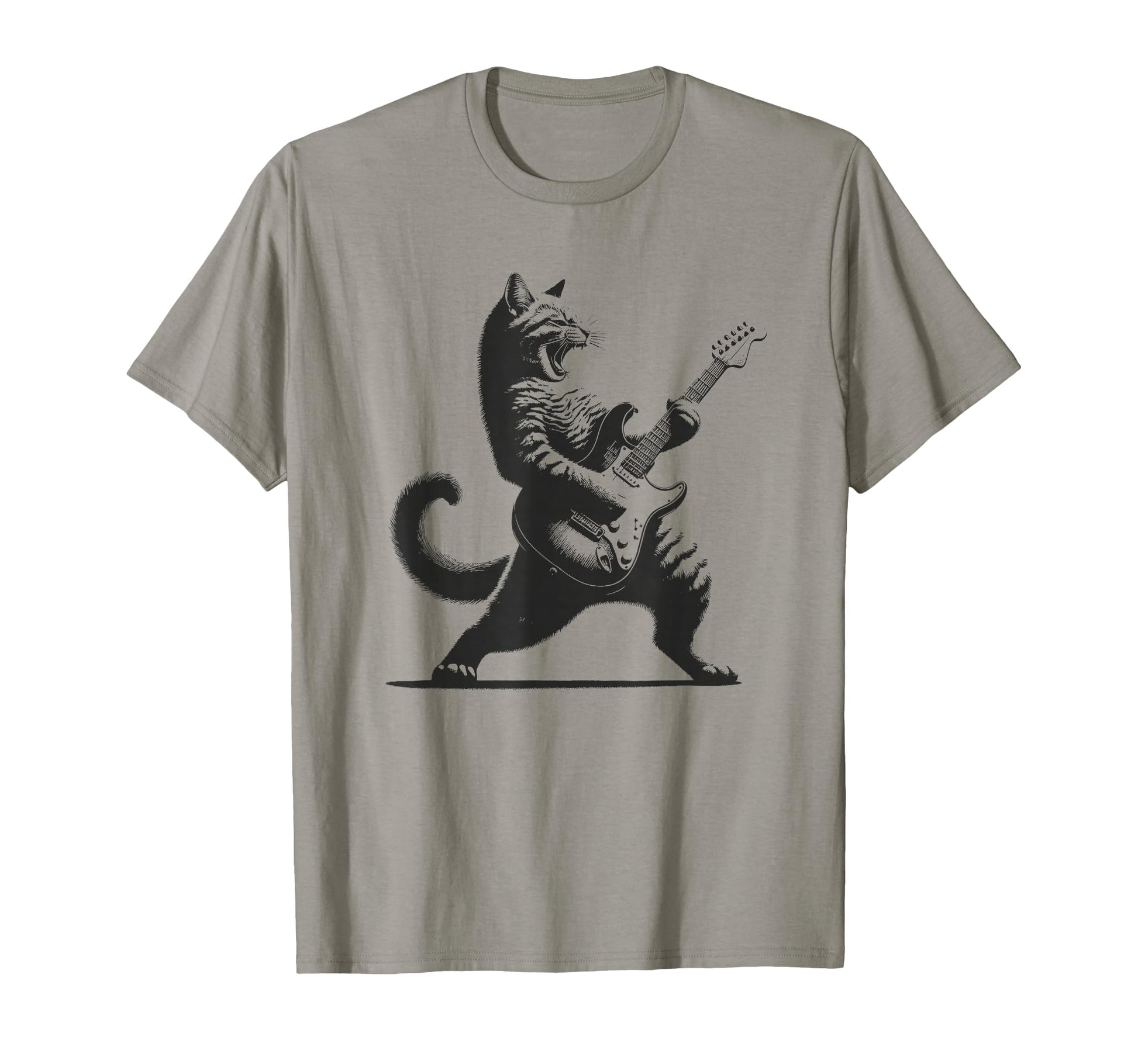 Cat Playing Guitar Music Lover Rock T-Shirt - Novelty Apparel for Adults - T-Shirt, Sweatshirt, Hoodie