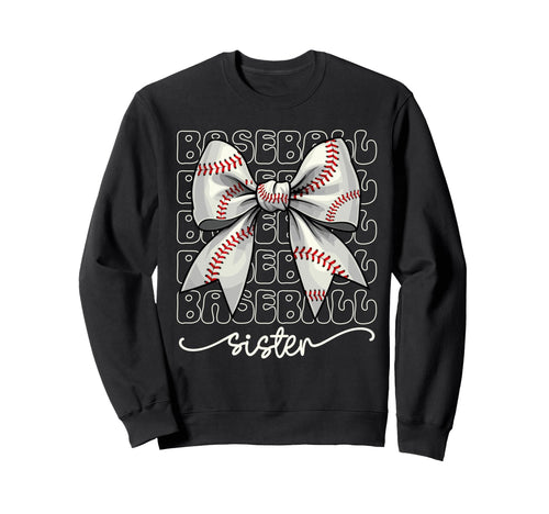 Baseball Sister Coquette Bow Baseball Sweatshirt - Streetwear Style Unisex - T-Shirt, Sweatshirt, Hoodie