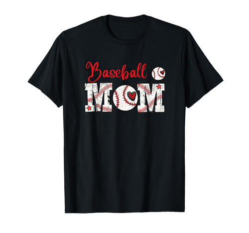 Baseball Mom Heart Baseball Proud Sports T-Shirt - Graphic Print Men Women - T-Shirt, Sweatshirt, Hoodie
