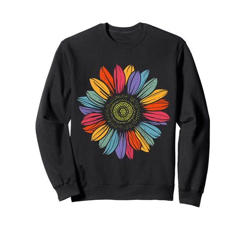 Distressed Colorful Rainbow Sunflower Sweatshirt - Streetwear Style Unisex - T-Shirt, Sweatshirt, Hoodie