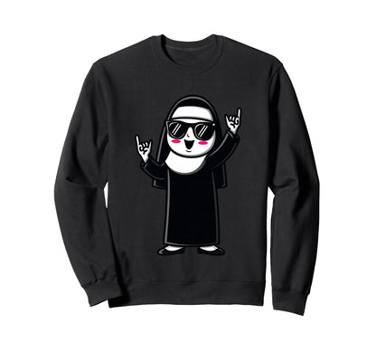 Nun Sunglasses Rock Hand Signs Sweatshirt - Trendy Graphic for Adults - T-Shirt, Sweatshirt, Hoodie