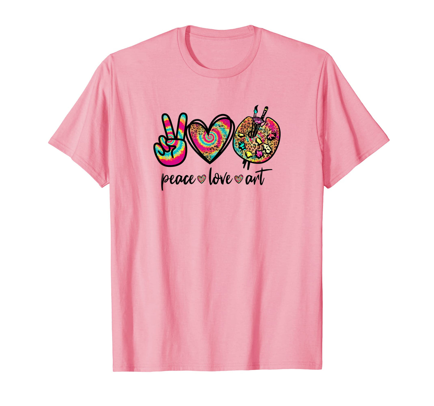 Rainbow Tye Die Leopard Hippie Peace T-Shirt - Minimalist Print Men Women - T-Shirt, Sweatshirt, Hoodie