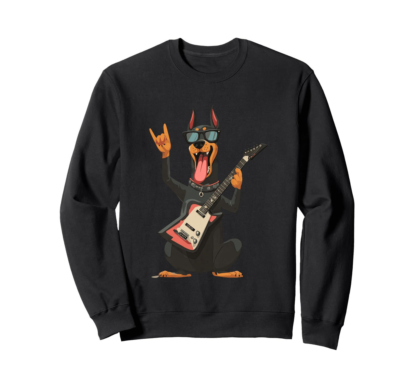 Funny Rock Dog Cartoon Guitar Sweatshirt - Casual Everyday Wear Unisex - T-Shirt, Sweatshirt, Hoodie