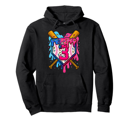 3Rd Baseball Birthday Ice Cream Drip Hoodie - Streetwear Style for Adults - T-Shirt, Sweatshirt, Hoodie