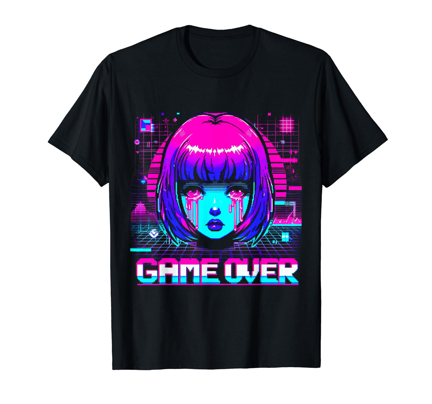Sad Anime Japanese Vaporwave Aesthetic T-Shirt - Aesthetic Graphic Unisex - T-Shirt, Sweatshirt, Hoodie