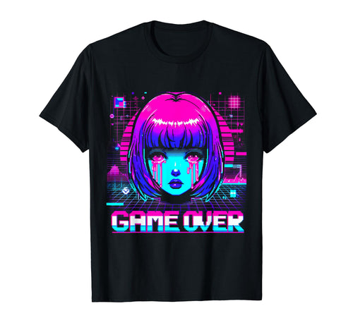 Sad Anime Japanese Vaporwave Aesthetic T-Shirt - Aesthetic Graphic Unisex - T-Shirt, Sweatshirt, Hoodie