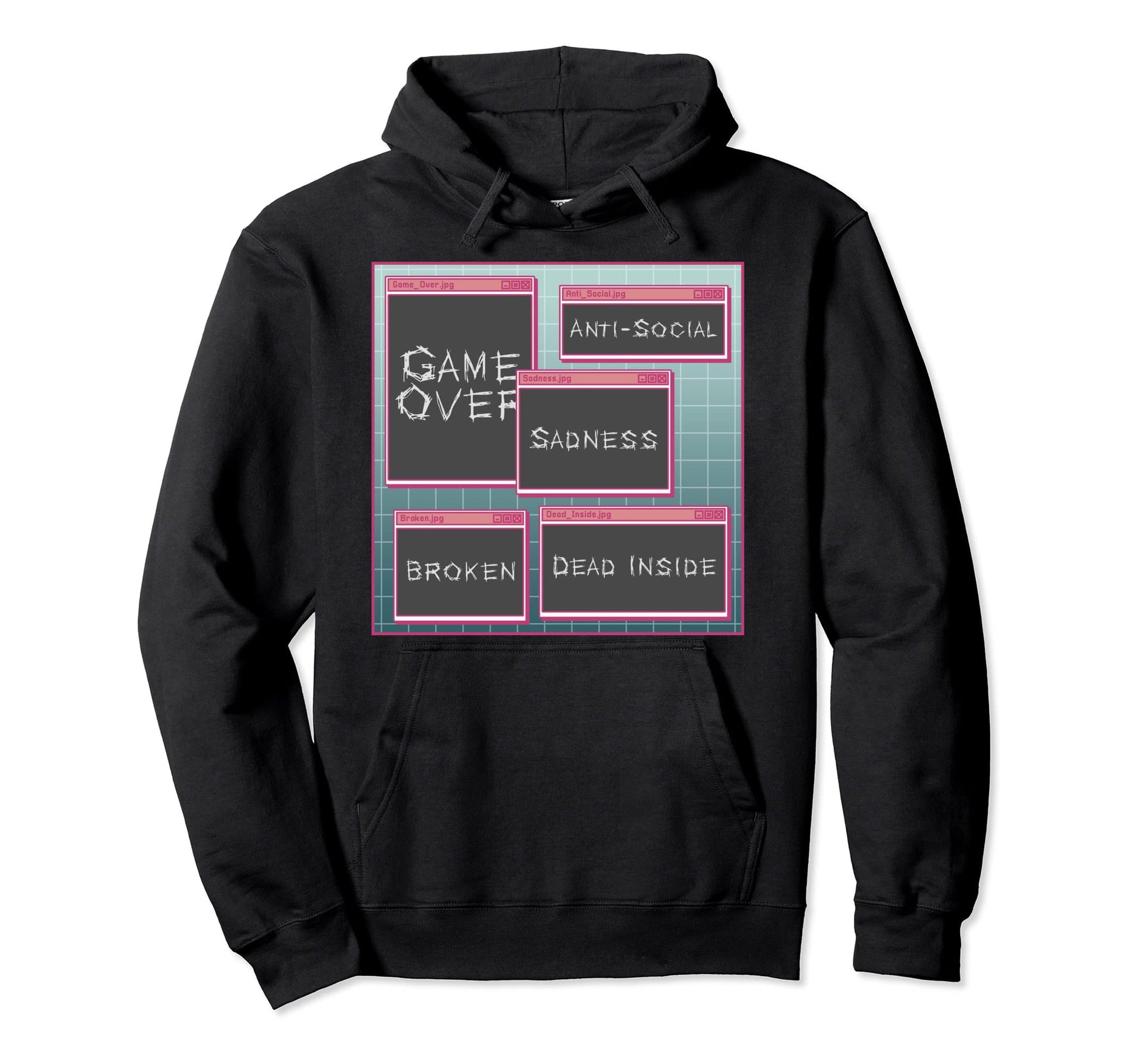 Vaporwave Aesthetic Gothic Sad Emo Goth Hoodie - Fun Novelty Design Unisex - T-Shirt, Sweatshirt, Hoodie