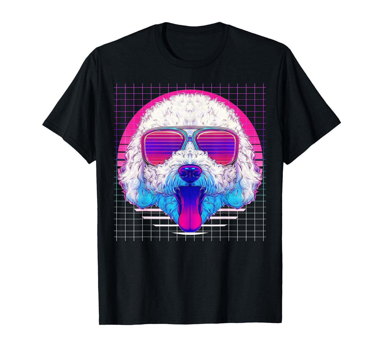 Bichon Frise Sunglasses Dog Vaporwave T-Shirt - Minimalist Print Men Women - T-Shirt, Sweatshirt, Hoodie