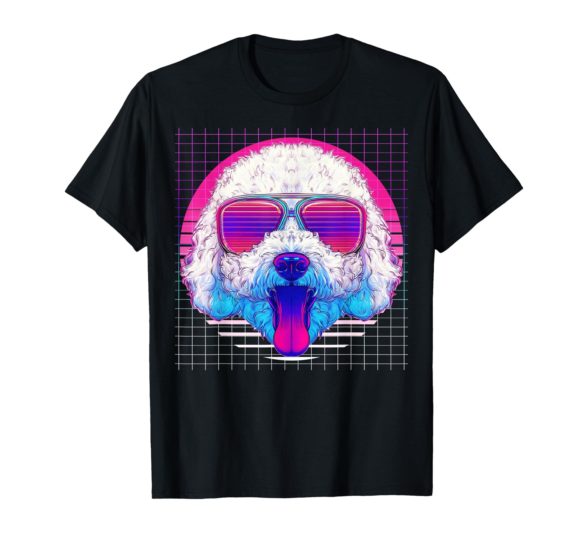 Bichon Frise Sunglasses Dog Vaporwave T-Shirt - Minimalist Print Men Women - T-Shirt, Sweatshirt, Hoodie