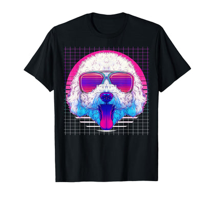 Bichon Frise Sunglasses Dog Vaporwave T-Shirt - Minimalist Print Men Women - T-Shirt, Sweatshirt, Hoodie