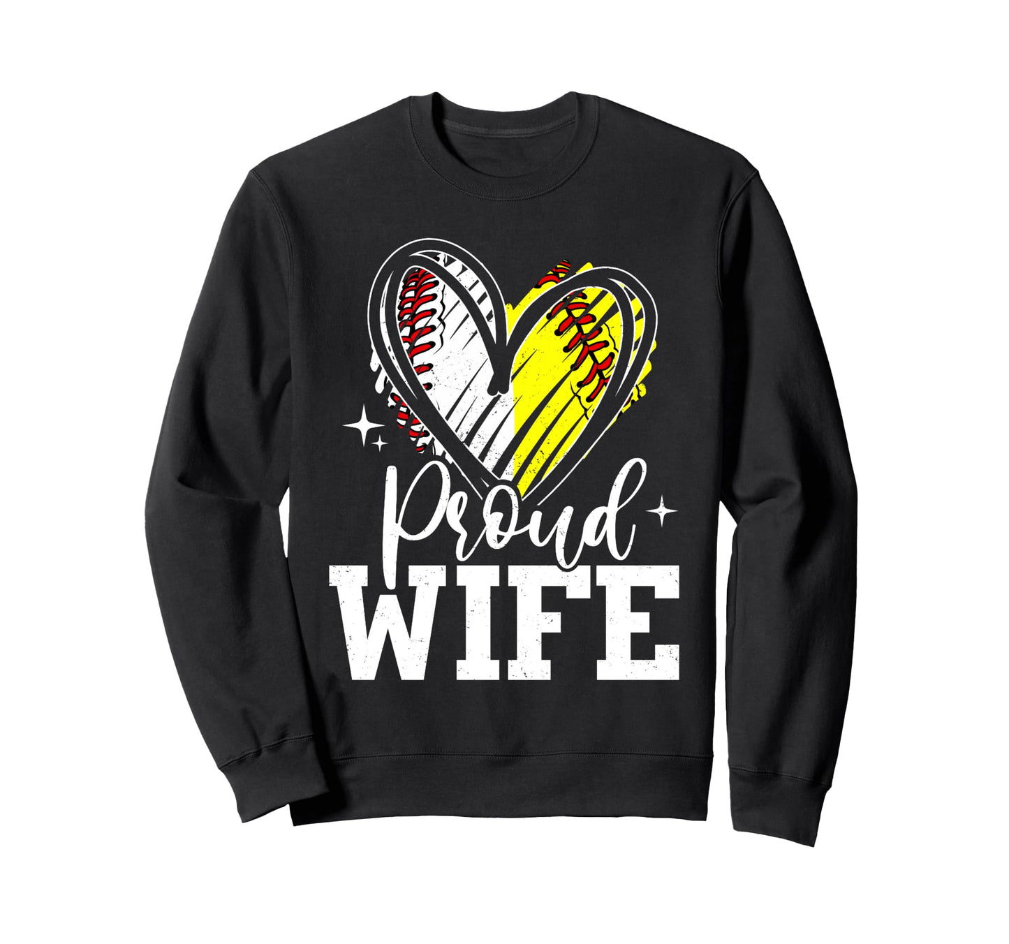 Proud Wife Baseball Softball Heart Sweatshirt - Minimalist Print for Adults - T-Shirt, Sweatshirt, Hoodie