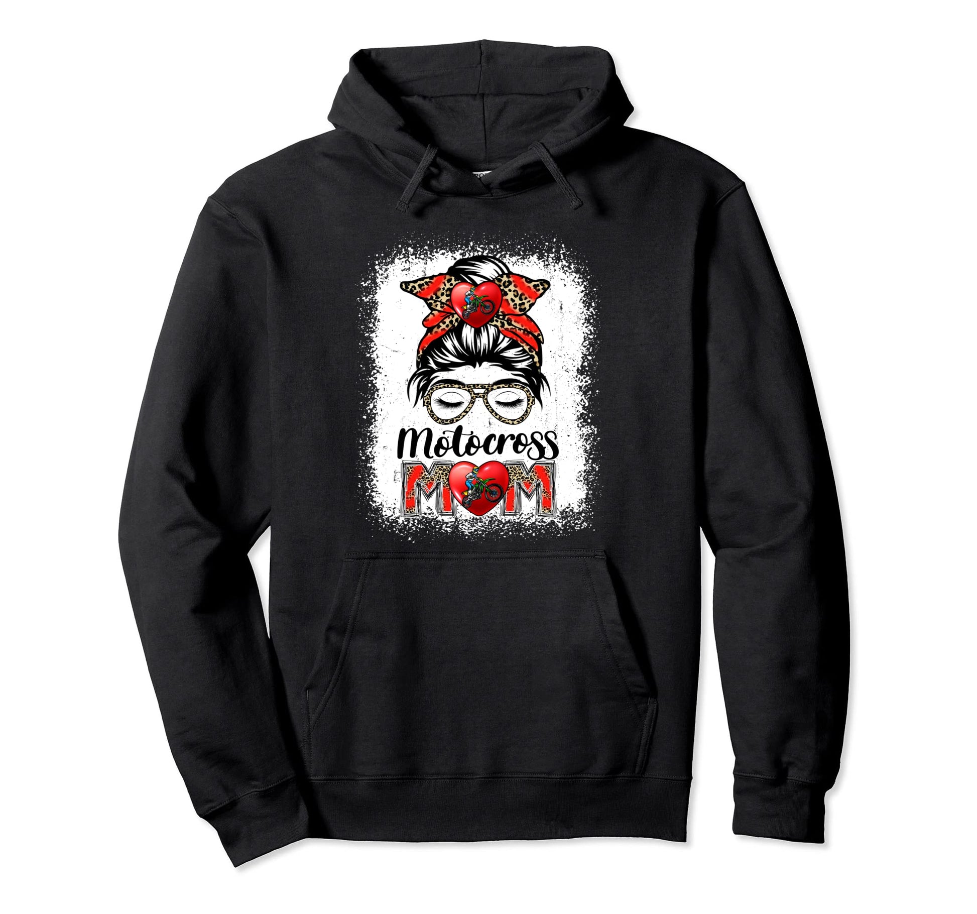 Motocross Mom Game Day Messy Bun Hoodie - Custom Art Print for Adults - T-Shirt, Sweatshirt, Hoodie