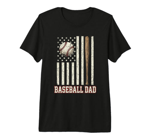 Baseball Dad American Flag Patriotic T-Shirt - Aesthetic Graphic Unisex - T-Shirt, Sweatshirt, Hoodie