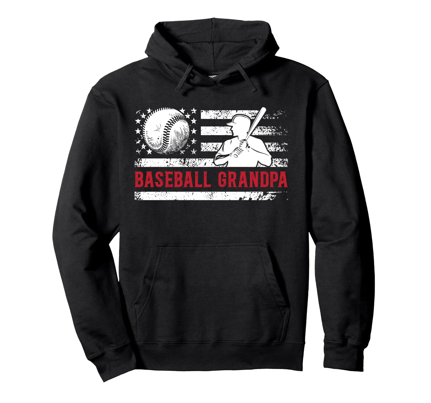 Baseball Grandpa Us Flag Baseball Hoodie - Unique Graphic for Adults - T-Shirt, Sweatshirt, Hoodie