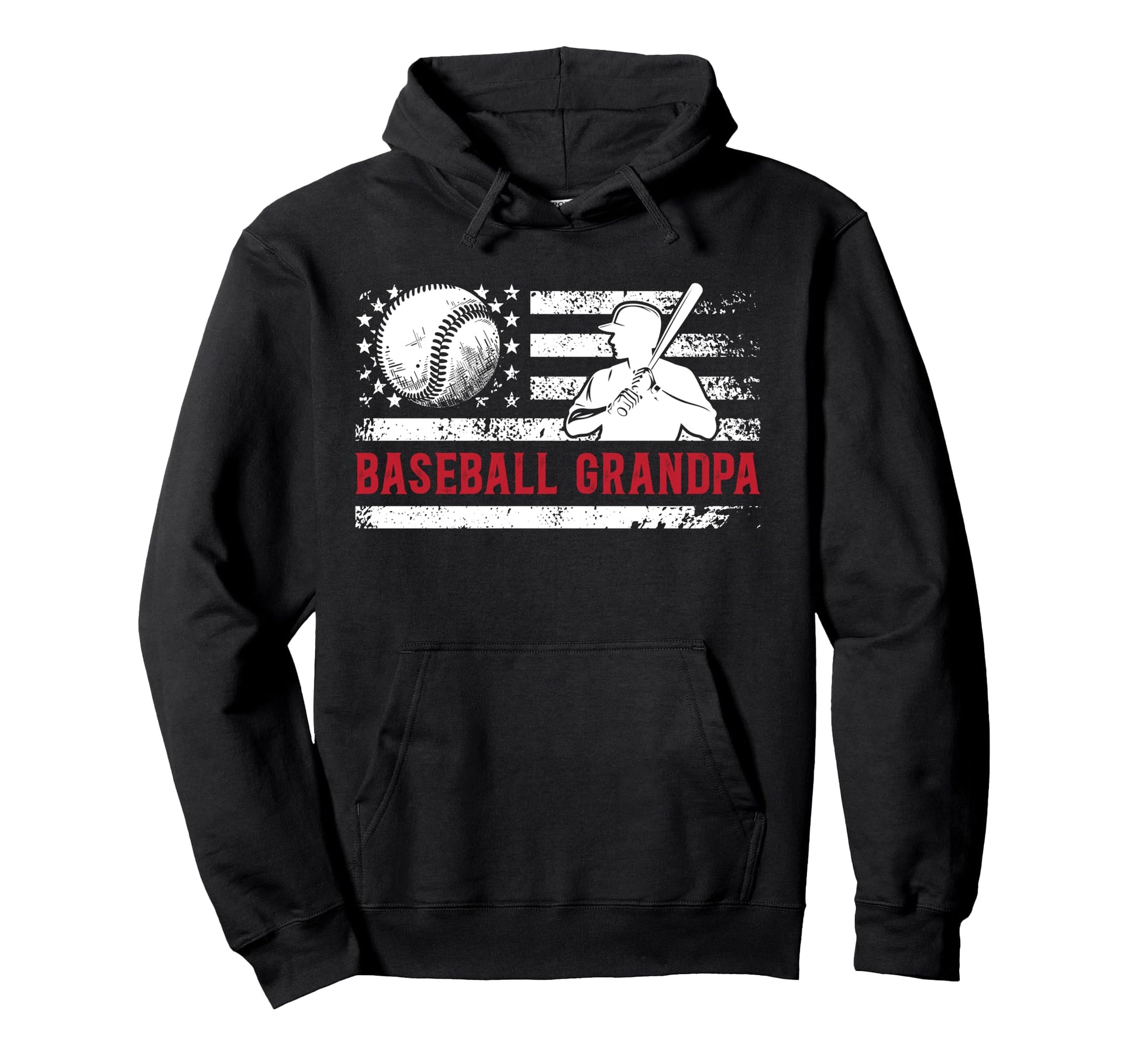 Baseball Grandpa Us Flag Baseball Hoodie - Unique Graphic for Adults - T-Shirt, Sweatshirt, Hoodie