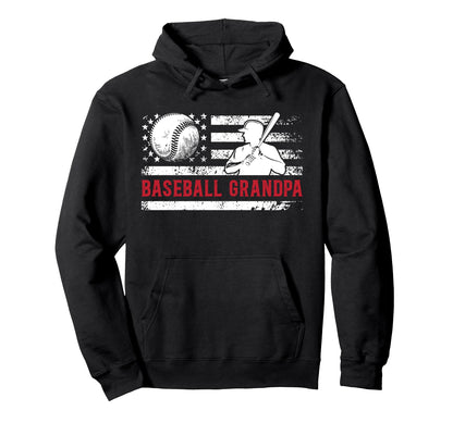 Baseball Grandpa Us Flag Baseball Hoodie - Unique Graphic for Adults - T-Shirt, Sweatshirt, Hoodie