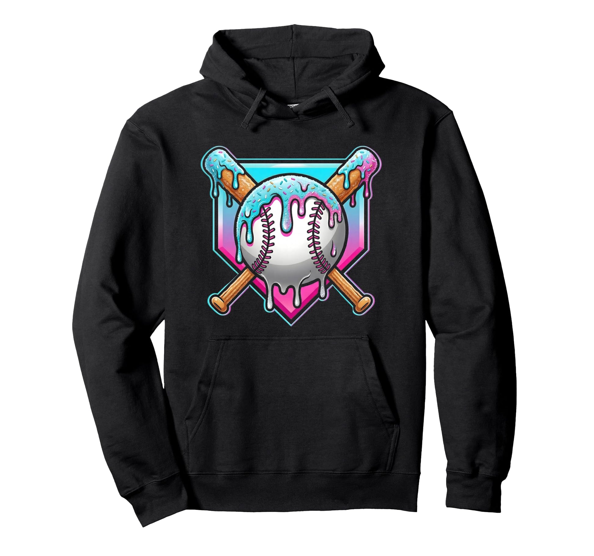 Baseball Drip Ice Cream Drip Baseball Sport Hoodie - Unique Graphic Unisex - T-Shirt, Sweatshirt, Hoodie