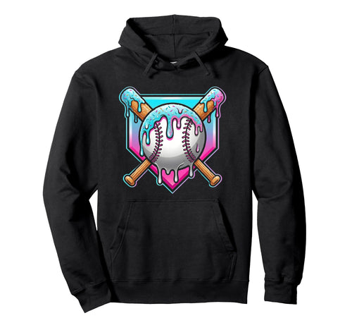 Baseball Drip Ice Cream Drip Baseball Sport Hoodie - Unique Graphic Unisex - T-Shirt, Sweatshirt, Hoodie