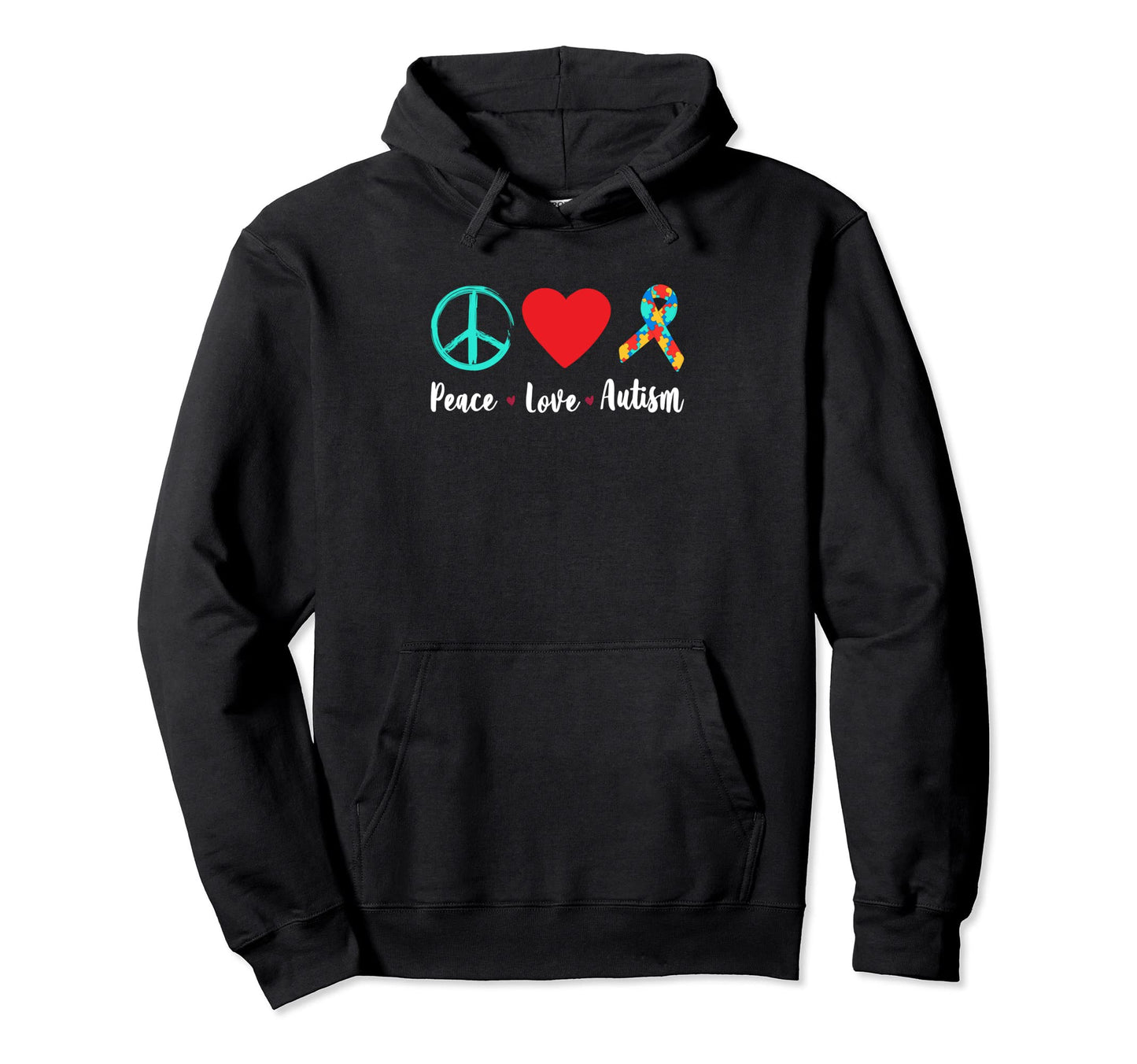 Peace Love Autism Awareness Hoodie - Trendy Graphic for Adults - T-Shirt, Sweatshirt, Hoodie