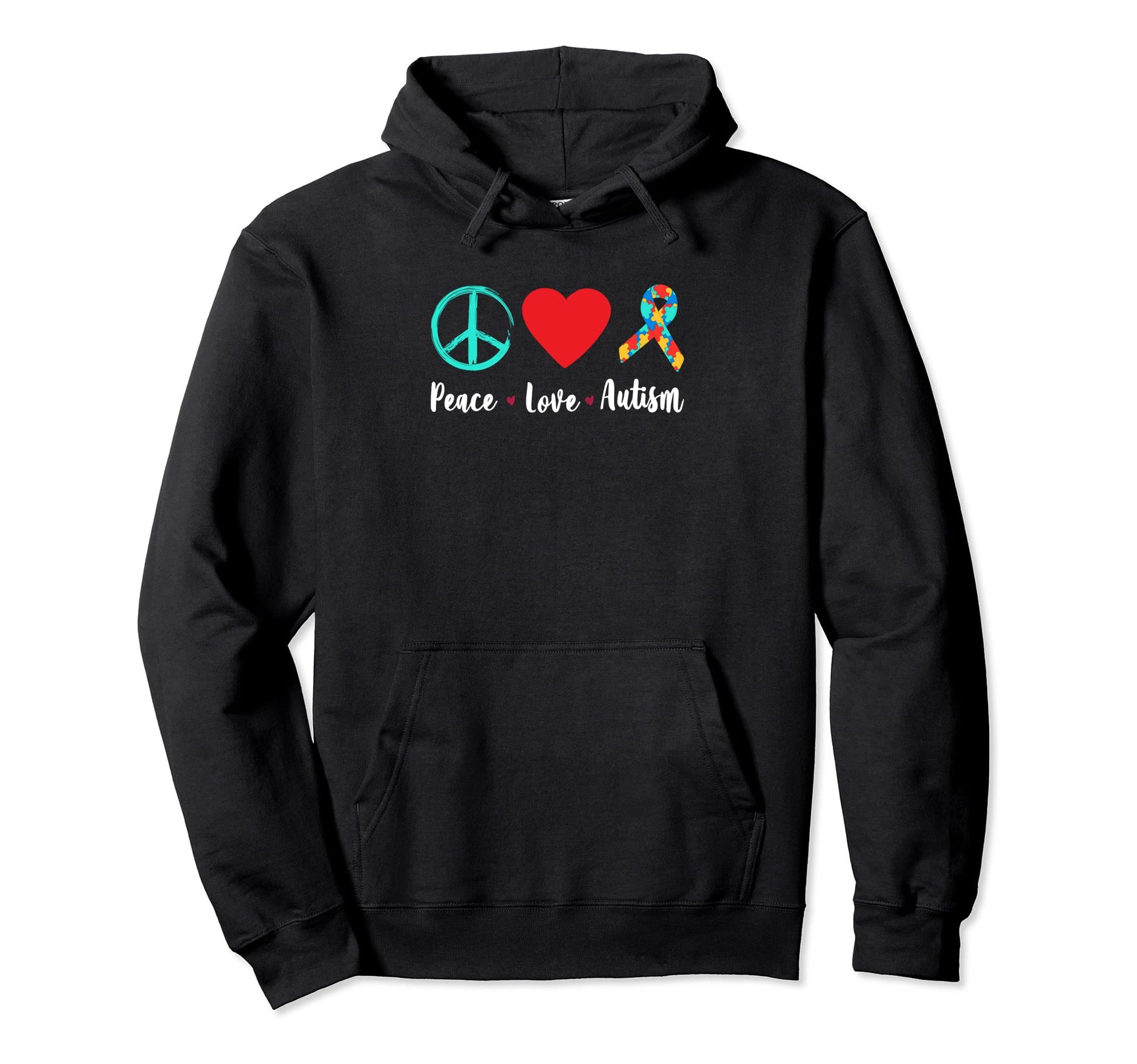 Peace Love Autism Awareness Hoodie - Trendy Graphic for Adults - T-Shirt, Sweatshirt, Hoodie