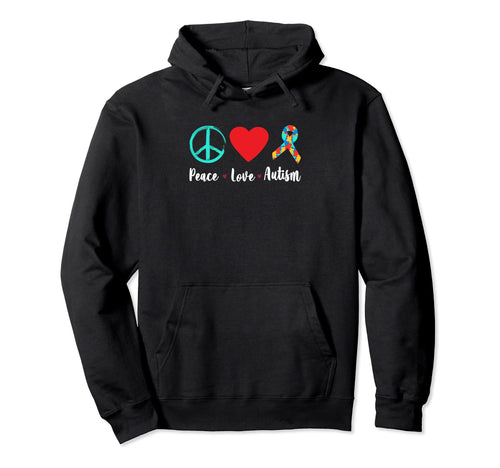 Peace Love Autism Awareness Hoodie - Trendy Graphic for Adults - T-Shirt, Sweatshirt, Hoodie