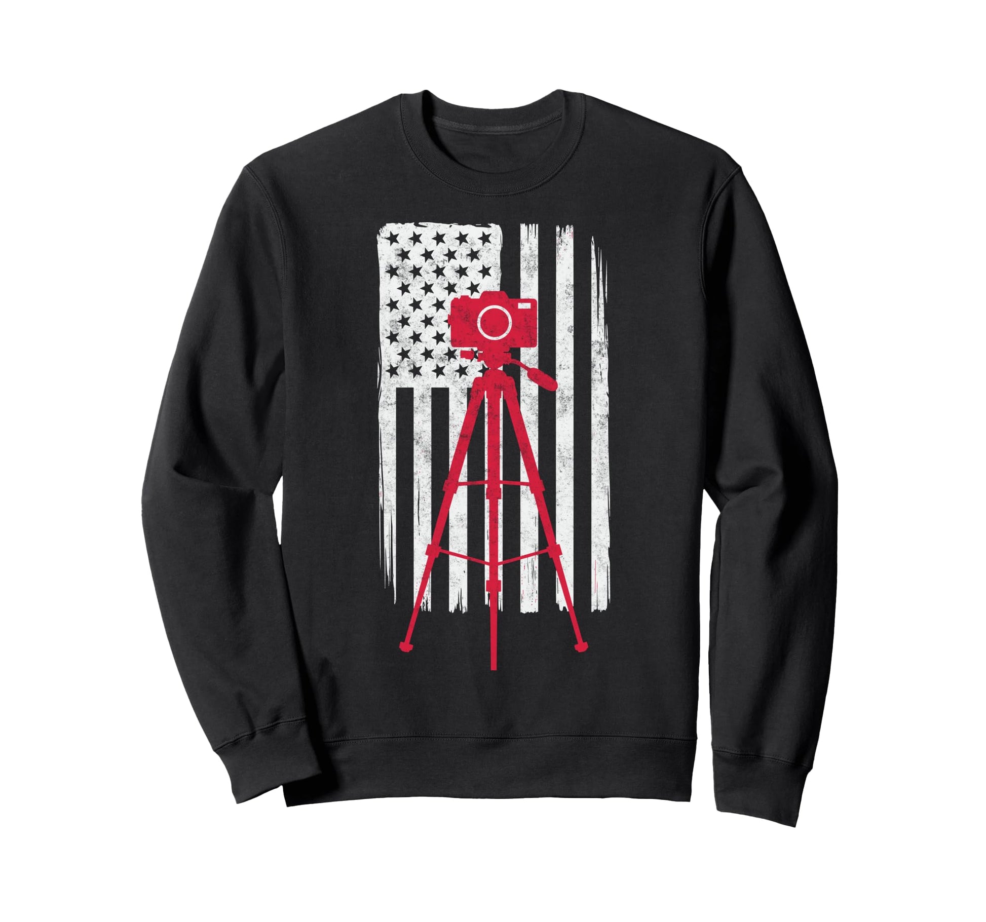 Us Flag Photo Camera Photographer Sweatshirt - Aesthetic Graphic Men Women - T-Shirt, Sweatshirt, Hoodie