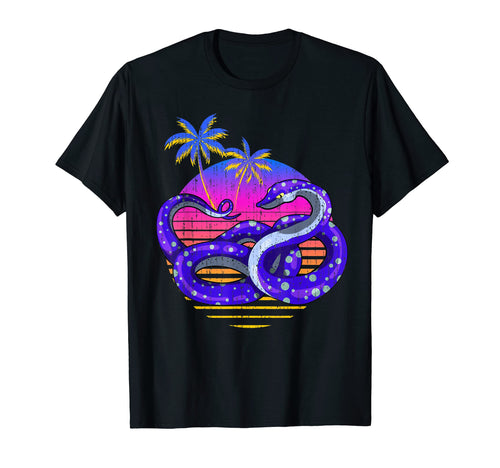 Palm Trees Reptile Animal Snake 80S T-Shirt - Trendy Graphic for Adults - T-Shirt, Sweatshirt, Hoodie