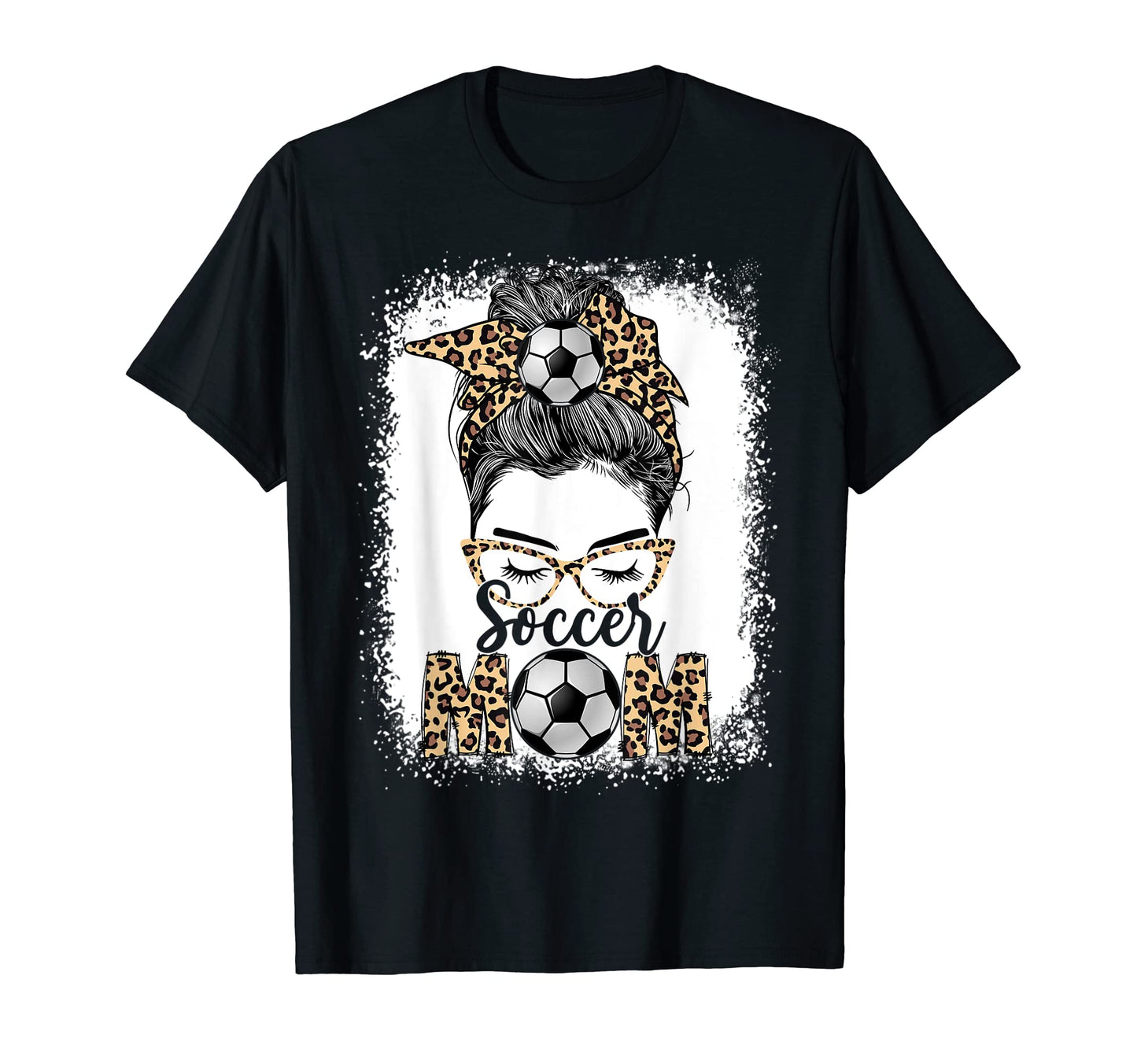 Soccer Mom Game Day Messy Bun Leopard T-Shirt - Streetwear Style Unisex - T-Shirt, Sweatshirt, Hoodie