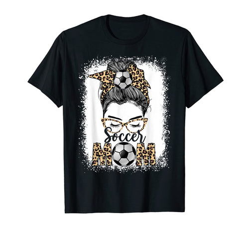 Soccer Mom Game Day Messy Bun Leopard T-Shirt - Streetwear Style Unisex - T-Shirt, Sweatshirt, Hoodie