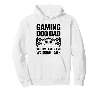Gaming Dog Dad Victory Screen And Hoodie - Graphic Print for Adults - T-Shirt, Sweatshirt, Hoodie