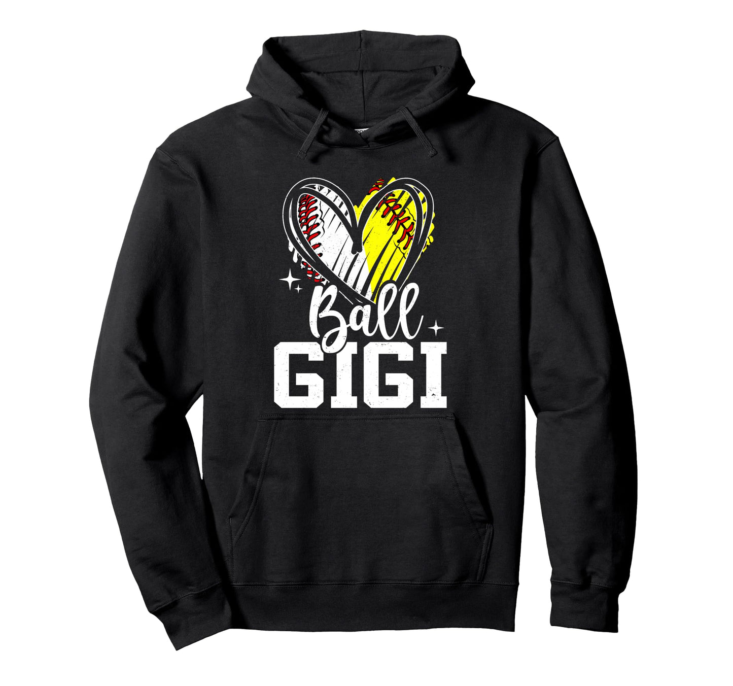 Ball Gigi Softball Baseball Grandma Hoodie - Graphic Print for Adults - T-Shirt, Sweatshirt, Hoodie