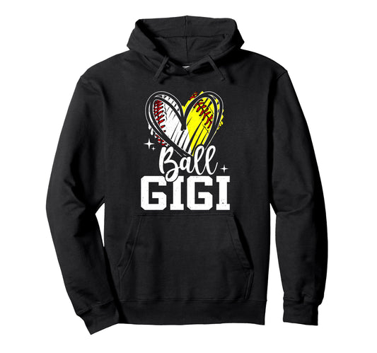 Ball Gigi Softball Baseball Grandma Hoodie - Graphic Print for Adults - T-Shirt, Sweatshirt, Hoodie