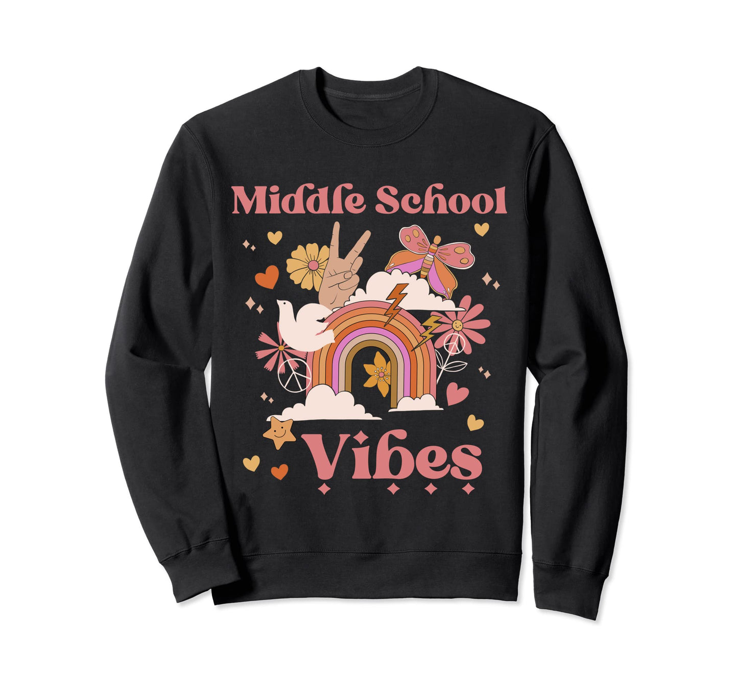 Middle School Vibes Groovy Boho Sweatshirt - Streetwear Style Men Women - T-Shirt, Sweatshirt, Hoodie