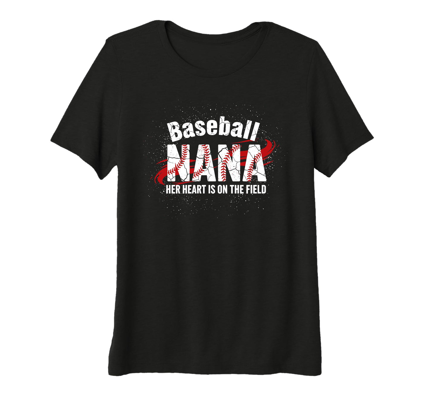 Womens Baseball Nana Heart Grandma Tri T-Shirt - Unique Graphic for Adults - T-Shirt, Sweatshirt, Hoodie