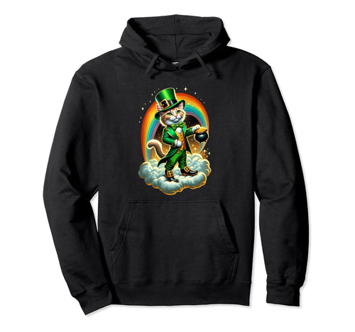 Kitty St Paddy Lucky Cat Rainbow St Hoodie - Fun Novelty Design Unisex - T-Shirt, Sweatshirt, Hoodie