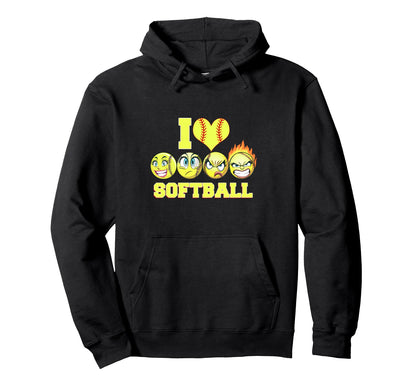 Funny Novelty Womens Softball Happy Hoodie - Fun Novelty Design for Adults - T-Shirt, Sweatshirt, Hoodie