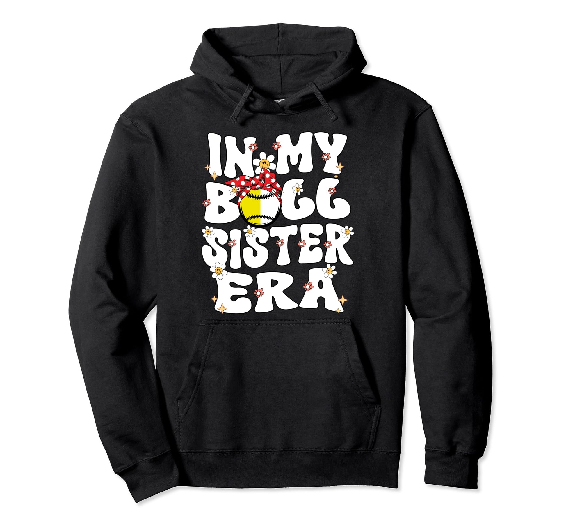 My Ball Sister Era Groovy Baseball Softball Hoodie - Trendy Graphic Unisex - T-Shirt, Sweatshirt, Hoodie