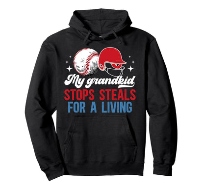 Baseball Catcher Grandma Proud Hoodie - Fun Novelty Design Men Women - T-Shirt, Sweatshirt, Hoodie