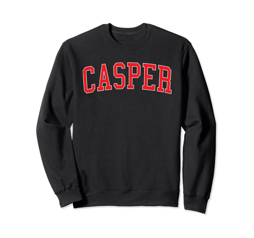 Casper Wy Varsity Red Text Sweatshirt - Custom Art Print for Adults - T-Shirt, Sweatshirt, Hoodie