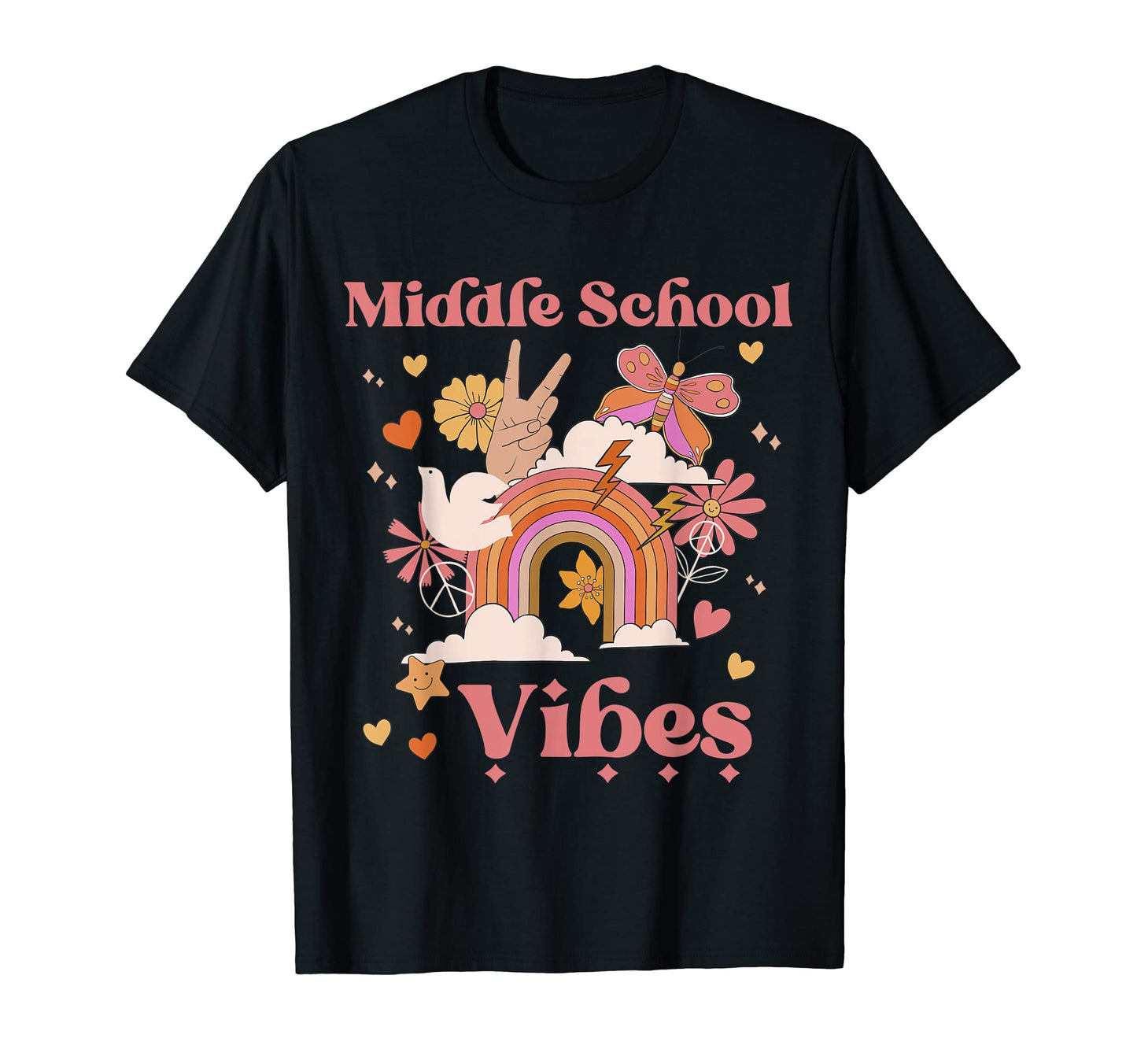 Middle School Vibes Groovy Boho Rainbow T-Shirt - Trendy Graphic for Adults - T-Shirt, Sweatshirt, Hoodie