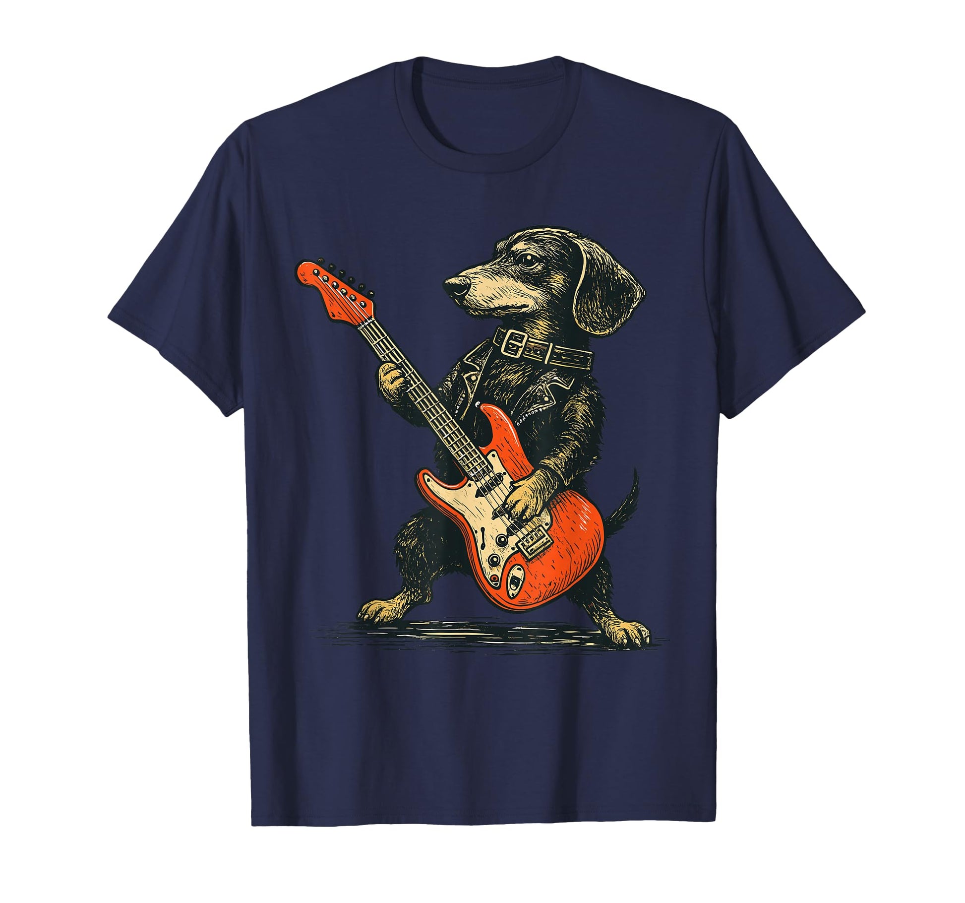Dachshund Dog Guitar Funny Rock And T-Shirt - Graphic Print for Adults - T-Shirt, Sweatshirt, Hoodie