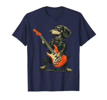 Dachshund Dog Guitar Funny Rock And T-Shirt - Graphic Print for Adults - T-Shirt, Sweatshirt, Hoodie