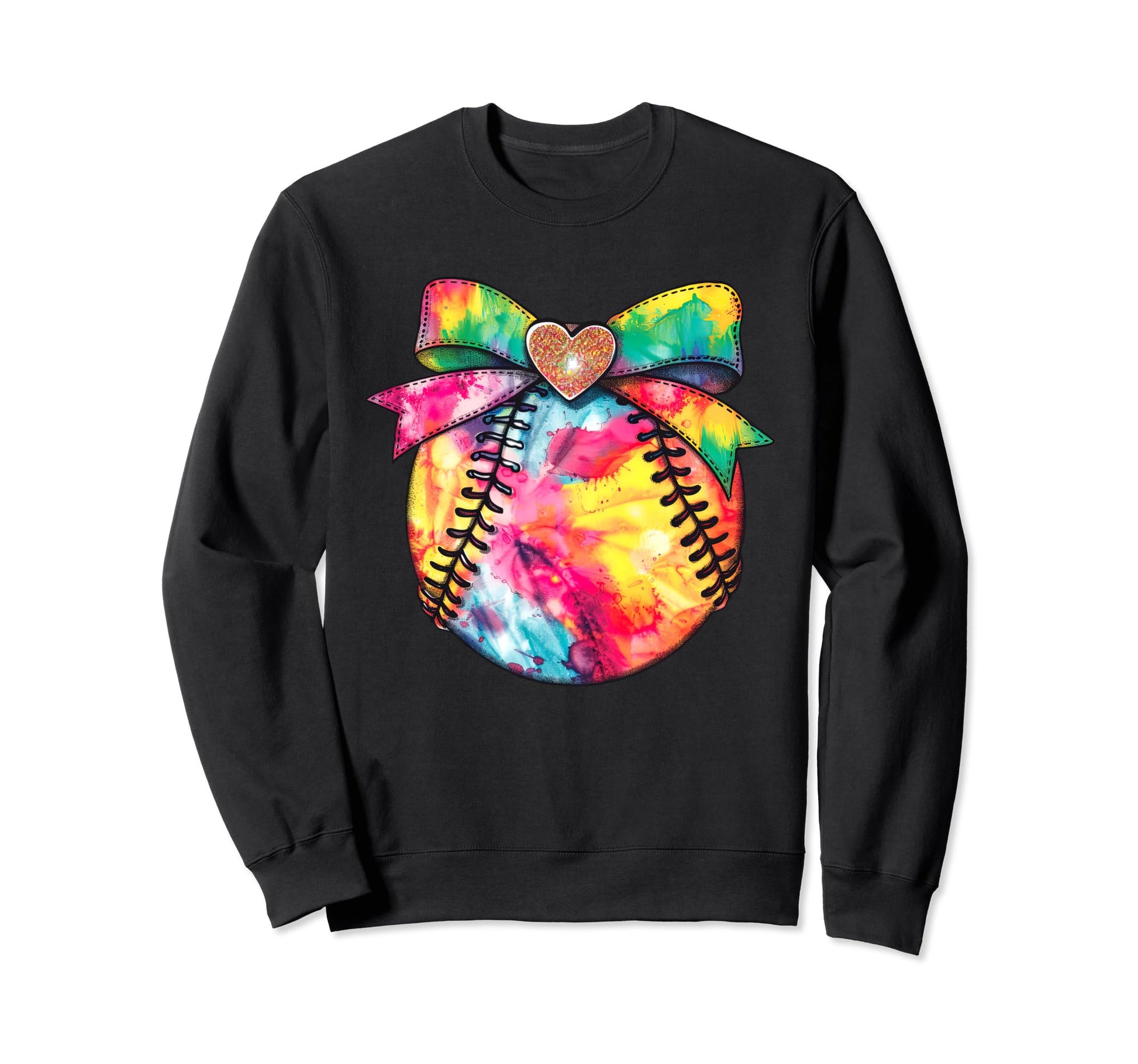 Colorful Tie Dye Baseball Softball Sweatshirt - Trendy Graphic for Adults - T-Shirt, Sweatshirt, Hoodie