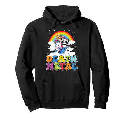 Death Metal Cat Rainbow Unicorn Funny Heavy Hoodie - Unique Graphic Unisex - T-Shirt, Sweatshirt, Hoodie