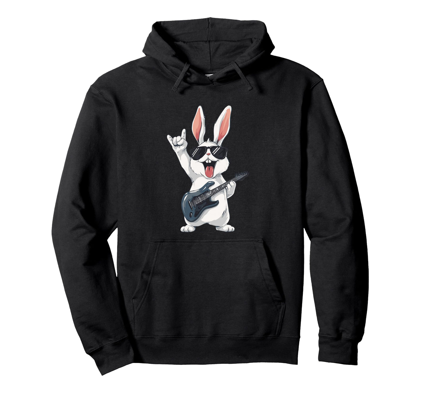 Rabbit Playing Guitar Funny Rock And Hoodie - Fun Novelty Design Unisex - T-Shirt, Sweatshirt, Hoodie