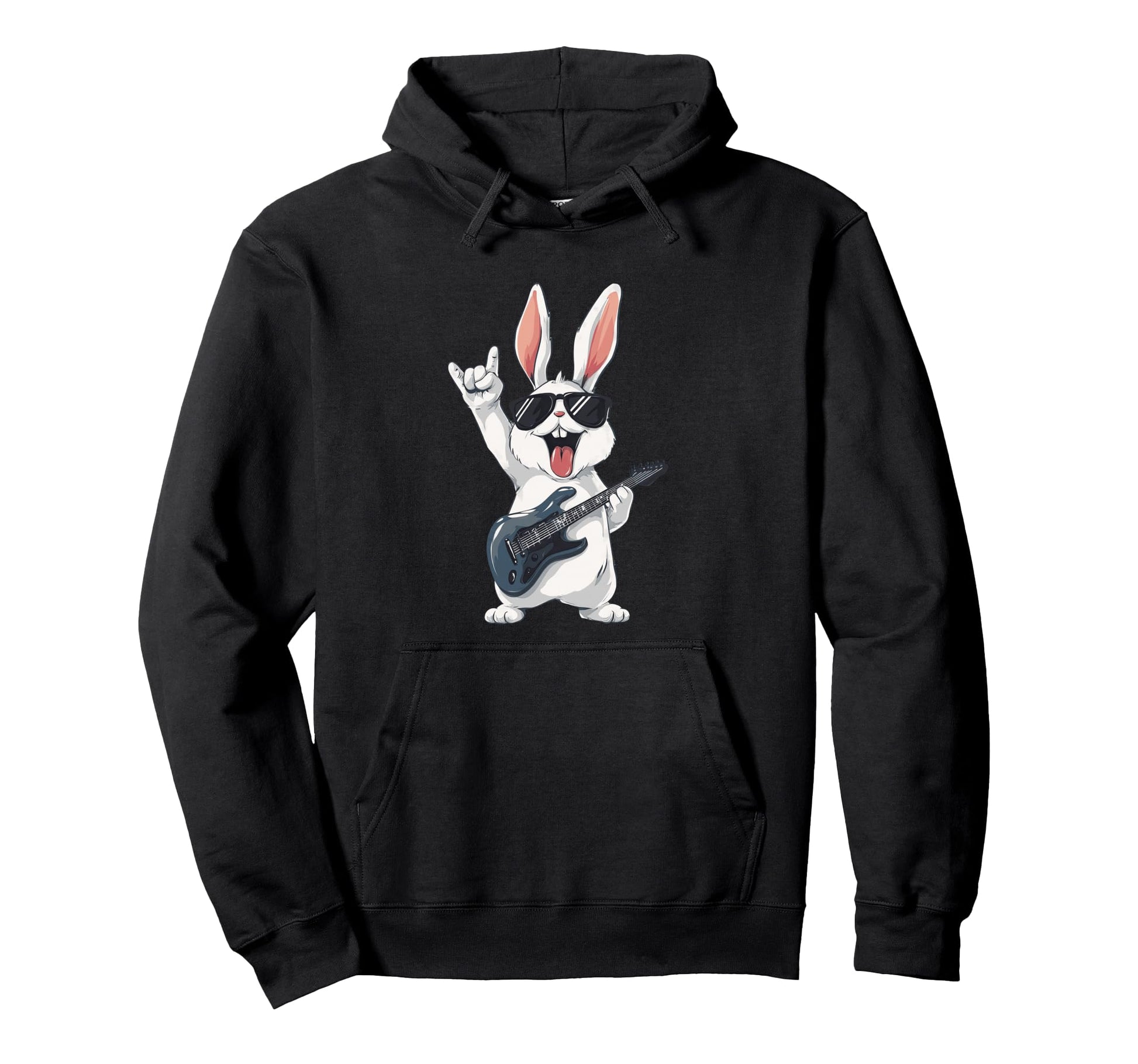 Rabbit Playing Guitar Funny Rock And Hoodie - Fun Novelty Design Unisex - T-Shirt, Sweatshirt, Hoodie