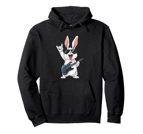 Rabbit Playing Guitar Funny Rock And Hoodie - Fun Novelty Design Unisex - T-Shirt, Sweatshirt, Hoodie