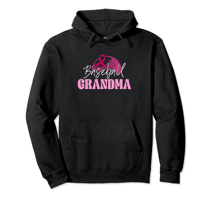 Baseball Grandma Ribbon Breast Cancer Hoodie - Custom Art Print Men Women - T-Shirt, Sweatshirt, Hoodie