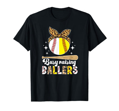 Busy Raising Ballers Baseball Softball Mom T-Shirt - Trendy Graphic Unisex - T-Shirt, Sweatshirt, Hoodie