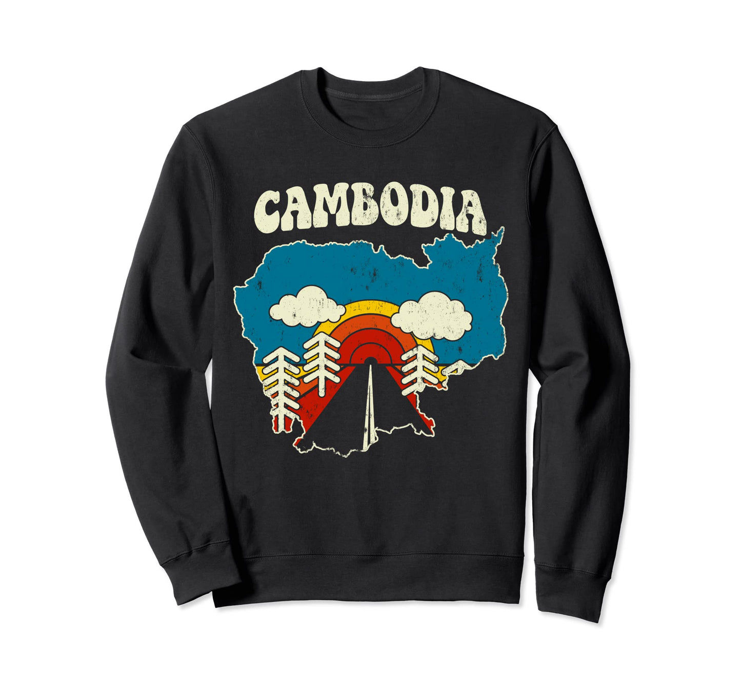 Cambodia Cambodian Country Rainbow Sweatshirt - Fun Novelty Design Unisex - T-Shirt, Sweatshirt, Hoodie